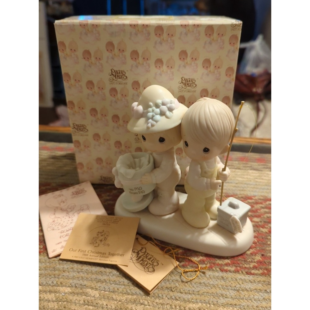Vintage 1988 Precious Moments Our First Christmas Together Figurine 115290 Box
